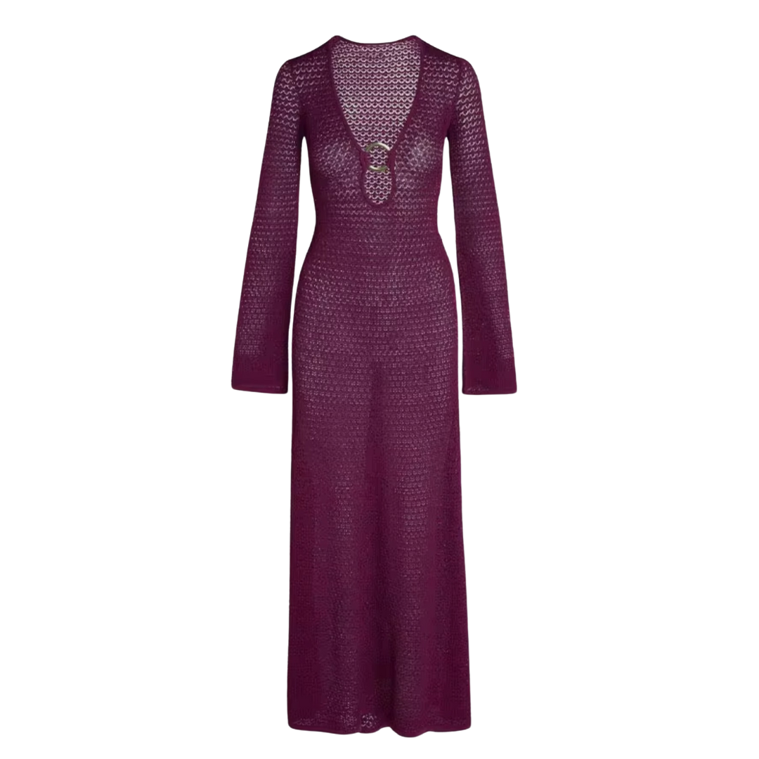 PATRIZIA- Long knitted dress with deep neckline